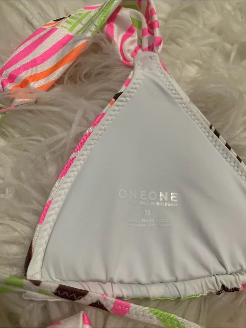 NWT OneOne Swim Yulia Top Amira Bottom White Multicolor Size Medium